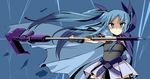  belt blue_hair cape fingerless_gloves gloves lyrical_nanoha mahou_shoujo_lyrical_nanoha mahou_shoujo_lyrical_nanoha_a's mahou_shoujo_lyrical_nanoha_a's_portable:_the_battle_of_aces material-l multicolored_hair oda_masaru solo twintails vulnificus 