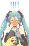  !! 1girl aqua_eyes aqua_hair blush detached_sleeves hatsune_miku headphones headset jewelry kl long_hair looking_at_viewer necktie pov proposal putting_on_jewelry ring simple_background solo_focus surprised tears twintails vocaloid 