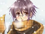  bad_id bad_pixiv_id blush brown_eyes brown_hair coat glasses nagato_yuki ren_lowol scarf short_hair snow solo suzumiya_haruhi_no_shoushitsu suzumiya_haruhi_no_yuuutsu 