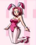  animal_ears bad_id bad_pixiv_id between_breasts breasts bunny_ears bunnysuit chiki_(chikibw) cleavage code_geass high_heels kallen_stadtfeld large_breasts leotard pantyhose pink_leotard shoes solo 