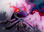  banette gen_3_pokemon ghost glowing glowing_eyes md5_mismatch no_humans open_mouth pokemon pokemon_(creature) purple red_eyes smoke solo 