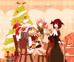  :d ^_^ alternate_hair_length alternate_hairstyle bat_wings blonde_hair blue_hair braid cake chair christmas christmas_tree closed_eyes cup flandre_scarlet food gift hat head_wings hong_meiling izayoi_sakuya koakuma long_hair maid maid_headdress merry_christmas multiple_girls necktie open_mouth patchouli_knowledge purple_eyes purple_hair red_eyes red_hair remilia_scarlet ribbon santa_hat short_hair silver_hair sitting smile star sugi table teacup the_embodiment_of_scarlet_devil touhou twin_braids vest wings 