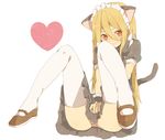  afuro_terumi animal_ears bad_id bad_pixiv_id blonde_hair blush cat_ears covering covering_crotch crossdressing embarrassed heart inazuma_eleven inazuma_eleven_(series) long_hair maid male_focus mary_janes orange_eyes otoko_no_ko panties shoes solo spread_legs striped striped_panties tail thighhighs underwear wavy_mouth white_legwear yue_teitoku 
