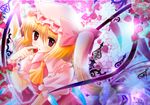  blonde_hair flandre_scarlet oreiro ponytail red_eyes short_hair side_ponytail solo touhou wings 