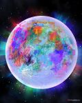  artemis_program black_background black_sky colorful crater glowing highres irsyadalma moon no_humans sky space star_(sky) starry_sky twitter_username 
