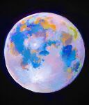  artemis_program balo_badartist black_background black_sky colorful commentary crater english_commentary glowing highres moon no_humans simple_background sky space 