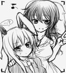  commentary_request eighth_note greyscale inaba_tewi monochrome multiple_girls musical_note reisen_udongein_inaba shiohachi sketch touhou traditional_media 