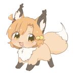  :d ahoge animal animal_focus animal_with_hair animalization commentary_request fox full_body hair_bobbles hair_ornament hutaba idolmaster idolmaster_million_live! no_humans open_mouth orange_hair short_hair simple_background smile solo white_background yabuki_kana yellow_eyes 
