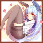  bad_proportions bangs blue_hair blunt_bangs border brown_border eyebrows eyebrows_visible_through_hair full_body hair_ribbon headgear heart highres kantai_collection knees_together_feet_apart leg_hug legs long_hair long_sleeves murakumo_(kantai_collection) pantyhose red_eyes red_ribbon ribbon sailor_collar school_uniform serafuku shirt sidelocks simple_background solo tareme tatapopo thick_eyebrows thighband_pantyhose very_long_hair white_shirt yellow_background 