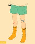  artist_name bandaid bandaid_on_knee head_out_of_frame male_focus no_shoes noeyebrow_(mauve) original shorts socks solo standing 