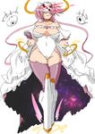  blood bloody_tears bow breasts cleavage dress gloves hair_bow highres kaname_madoka large_breasts leotard long_hair mahou_shoujo_madoka_magica mask oman_(evld) pink_hair pink_legwear space spoilers two_side_up ultimate_madoka white_dress white_gloves 