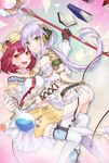  :d ass atelier_(series) atelier_sophie book brown_eyes flask frills green_eyes hat highres long_hair looking_at_viewer multiple_girls open_mouth plachta ponytail red_hair short_hair silver_hair skirt smile sophie_(sophie1925) sophie_neuenmuller staff striped striped_legwear thighhighs vertical-striped_legwear vertical_stripes white_legwear yellow_hat yellow_skirt 