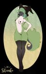 2018 4_toes 5_fingers anthro areola arms_bent artist_name biped black_choker black_clothing black_hat black_head black_headwear black_jewelry black_legwear black_necklace black_nose black_tail black_thigh_highs breasts canid canine canis choker closed_smile clothing colored digital_drawing_(artwork) digital_media_(artwork) english_description eyebrow_through_hair eyebrows feet female female_anthro fingers fluffy fluffy_tail fur fur_markings genitals green_body green_fur green_hair green_tail green_vulva hair hand_on_hip hand_on_own_hip hat headgear headwear heart_symbol hi_res humanoid_genitalia humanoid_vulva jewelry legwear light lighting long_hair mammal markings mostly_nude_anthro mostly_nude_female mouth_closed multicolored_body multicolored_fur multicolored_tail necklace nipples oval pinup pose red_areola red_markings red_nipples shianko small_areola small_breasts small_nipples smile solo standing tail text thigh_highs toes translucent translucent_hair vulva white_body white_fur willow_(succulentsucubus) witch_hat wolf