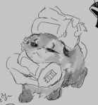 2024 4_toes :< ambiguous_feral ambiguous_gender body_tuft cheek_tuft digital_drawing_(artwork) digital_media_(artwork) disembodied_hand domestic_cat duo facial_tuft feet felid feline felis feral fur glistening glistening_eyes grey_background greyscale half-closed_eyes korean_description mammal meckmeck00124 monochrome mouth_closed narrowed_eyes simple_background solo_focus toes tuft