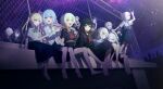 6+girls absurdres animal_ear_headphones animal_ears barefoot black_hair black_hairband black_shirt black_skirt blonde_hair blue_eyes blue_hair blue_necktie bow braid braided_hair_rings cat_ear_headphones cat_ears chain-link_fence closed_eyes closed_mouth collared_shirt colored_inner_hair colored_tips commentary_request everyone eyeball_hair_ornament fake_animal_ears fang fence full_body gradient_hair green_bow green_eyes grey_eyes grey_hair hair_bow hair_ornament hair_over_one_eye hair_rings hairband hasumi_leia headphones heterochromia highres housho_margo jogasaki_noah kurobe_honoka kurobe_nanoka long_hair long_skirt long_sleeves mahou_shoujo_no_majo_saiban midriff_peek multicolored_hair multiple_girls natsume_an-an neckerchief necktie negimasandayo night nikaido_hiro on_rooftop one_eye_covered open_mouth orange_eyes pink_eyes pink_hair pleated_skirt polka_dot polka_dot_bow purple_eyes red_eyes red_hair red_neckerchief rooftop saeki_miria sakuraba_ema sawatari_coco shirt shito_alisa short_hair sitting skirt sky smile streaked_hair tachibana_sherry tongue tongue_out tono_hanna twintails white_hair white_shirt x_hair_ornament yellow_eyes 