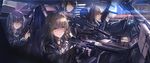  assault_rifle bad_id bad_pixiv_id black_gloves black_hair blue_eyes brown_hair bullpup car car_interior driving eotech fingerless_gloves girls_frontline gloves ground_vehicle gun h&amp;k_ump headphones heckler_&amp;_koch holding holding_gun holding_weapon imi_uzi left-hand_drive looking_at_viewer m4_carbine m4a1_(girls_frontline) motor_vehicle multiple_girls orange_eyes original p90 parted_lips renatus.z rifle smile submachine_gun suppressor trigger_discipline uniform weapon 