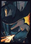  absurdres black_border black_hat border closed_eyes clothed_pokemon commentary_request cyndaquil hat highres large_hat mimimi2d no_humans pokemon pokemon_(creature) pokemon_focus solo witch_hat 