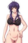  1girl areolae black_rainbow bottomless bra breasts censored game_cg large_breasts legs long_hair looking_at_viewer milf navel nude purple_hair pussy red_eyes saiminjutsu_2 sakurai_sawa simple_background solo standing thighs underwear white_background yoshino_keiko 