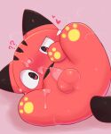 2021 animal_genitalia animal_penis badwingm balls blush bodily_fluids cum cum_on_face cum_on_leg cum_on_own_face cum_on_own_leg cum_on_self digital_drawing_(artwork) digital_media_(artwork) dipstick_ears domestic_cat ear_markings felid feline feline_genitalia feline_penis felis feral genital_fluids genitals heart_in_pupils heart_symbol hearts_around_head hi_res looking_at_genitalia looking_at_own_penis looking_at_penis looking_at_self lying male male_feral mammal markings monotone_body mouthless multicolored_ears noseless on_side one_eye_half-closed pawpads paws penile_spines penis pink_background quadruped question_mark rear_view red_body semi-anthro shaded simple_background soft_shading solo tail yellow_pawpads
