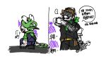 2024 4_fingers 5_fingers anthro backwards_hat bam_ml band-aid band-aid_on_arm bandage bandage_on_face belt belt_buckle bent_arm bent_leg black_bottomwear black_clothing black_facial_hair black_mustache black_pants black_shirt black_topwear blue_clothing blue_overalls bottomwear brown_belt brown_hair buckle clothed clothed_anthro clothed_human clothed_male clothing crossover digital_drawing_(artwork) digital_media_(artwork) dirty duo ellipsis facial_hair fingers flat_colors frisbee fully_clothed fully_clothed_anthro fully_clothed_human fully_clothed_male fur gloves green_clothing green_hat green_headwear green_kerchief green_neckerchief green_shirt green_topwear grey_clothing grey_gloves grey_handwear hair handwear hat headgear headwear holding_frisbee holding_object holding_tool holding_wrench human kerchief korean_description korean_text lagomorph long_ears luigi male male_anthro mammal mario_bros mario_plus_rabbids_kingdom_battle mario_plus_rabbids_sparks_of_hope mr._l multiple_images mustache neckerchief neckwear nintendo overalls pants paper_mario rabbid rabbid_luigi raving_rabbids rayman_(series) rolled_up_sleeves shadowed_eyes shirt short_hair simple_background sitting speech_bubble standing text tools topwear translation_request ubisoft white_background white_body white_fur white_sclera white_skin wound_on_arm wrench