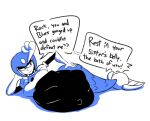 2017 after_vore aquatic armor belly big_belly breasts capcom female female_pred fupoo group headgear helmet male mega_man_(character) mega_man_(series) megaman_(classic) merfolk overweight protoman simple_background speech_bubble splash_woman split_form text trio vore white_background