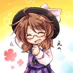  brown_hair glasses hat lowres pote_(ptkan) solo touhou twintails usami_sumireko 
