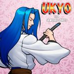  blue_hair character_name closed_eyes copyright_name japanese_clothes josef_axner long_hair lowres male_focus samurai_spirits sheath solo sword tachibana_ukyou unsheathing weapon 