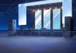  banner beach blue_archive blue_theme cloud cool_colors fence game_asset highres night no_humans non-web_source ocean official_art outdoors railing ring_of_light_(blue_archive) sand scaffolding scenery screen speaker spotlight stage stage_lights star_(sky) variant_set 