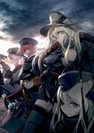  anchor_hair_ornament bismarck_(kantai_collection) blonde_hair blue_eyes brown_gloves clothes_writing cloud cloudy_sky detached_sleeves dress garrison_cap gloves grey_eyes hair_ornament hat iron_cross kantai_collection kylin long_hair looking_at_viewer looking_away machinery military military_hat military_uniform multiple_girls ocean peaked_cap prinz_eugen_(kantai_collection) rain sailor_dress sailor_hat short_hair silver_hair sky thighhighs turret twintails u-511_(kantai_collection) uniform z1_leberecht_maass_(kantai_collection) z3_max_schultz_(kantai_collection) 