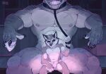 anthro biceps big_muscles big_pecs bulge canid canine claws clothed clothing collar condom convenient_censorship detailed_bulge dragon duo fangs fox genital_outline hi_res jayzac larger_sub leash looking_at_viewer male male/male mammal muscular muscular_male mythological_creature mythological_scalie mythology nipples nude pecs penis_outline scalie scar sexual_barrier_device sitting size_difference smaller_male smile smiling_at_viewer submissive submissive_male teeth topless underwear underwear_only zachary_(gzdraws)