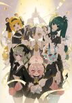  6+girls absurdres ahoge animal_ear_fluff animal_ears black_hair black_hairband blonde_hair blue_skin closed_mouth colored_skin commentary_request corin_wickes demon_horns dialyn_(zenless_zone_zero) fang green_eyes green_hair hair_ornament hairband highres horns ju_fufu long_sleeves looking_at_viewer looking_to_the_side multicolored_hair multiple_girls omutatsu open_mouth parted_lips pink_hair purple_eyes qingyi_(zenless_zone_zero) rabbit_ears rabbit_girl red_eyes second-party_source smile soukaku_(zenless_zone_zero) tail thick_eyebrows tiger_ears tiger_girl twintails two-tone_hair white_hair zenless_zone_zero zhao_(zenless_zone_zero) 