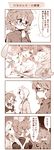  abe_nana araki_hina biting blush breasts comic ear_biting glasses idolmaster idolmaster_cinderella_girls imagining kimura_natsuki large_breasts monochrome multiple_girls nude one_eye_closed open_mouth translation_request usoneko yuri 