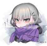  bad_id bad_pixiv_id blush character_name dancho_(dancyo) dated ear_piercing earrings hair_ornament hairclip hood hood_down hoodie jewelry lip_piercing male_focus original otoko_no_ko piercing scarf signature solo yodogawa_kemuri 