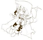  1girl braid chain cloak closed_mouth cuffs curse_maker curse_maker_2 from_above full_body highres hood hood_up hooded_cloak leg_wrap long_hair looking_at_viewer medallion monochrome ryoutya sekaiju_no_meikyuu sekaiju_no_meikyuu_1 shackles simple_background solo twin_braids white_background 