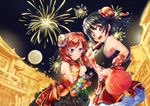  273akatsuki 2girls artist_request black_hair bun_cover buns chinese_clothes double_buns duo female fireworks hair hair_ornament love_live!_school_idol_project multiple_girls nishikino_maki red_eyes red_hair traditional_clothes twintails yazawa_nico 