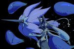  black_background black_skin blue_eyes blue_theme body_fur colored_skin furry glimmora highres looking_ahead lucario mega_glimmora mega_lucario_z mega_pokemon naqna pokemon pokemon_(creature) pokemon_focus red_eyes solid_oval_eyes yellow_fur 