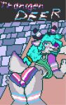 anthro antlers bent_over blue_eyes blue_hair boy_shorts bulge butt clothing collar crop_top deer female floor fur genderfluid_(lore) genderfluid_pride_colors green_clothing grey_body grey_fur hair horn jawsh_(jawshdafox) jawshdafox lgbt_pride male mammal panties presenting presenting_hindquarters pride_color_clothing pride_colors purple_body purple_fur rear_view scut_tail shirt short_tail solo tail tile tile_floor topwear trans_(lore) trans_woman_(lore) transgender_pride_colors underwear yoga_mat