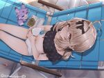 1girl antenna_hair bare_shoulders bikini black_bikini blush breasts commentary_request crossed_bangs eating food grey_hair hair_intakes hairband highres ice_cream ice_cream_cone jewelry looking_at_viewer mashu-tan medium_hair meitantei_precure! mismatched_bikini moria_luluka navel necklace noodles precure purple_eyes small_breasts soba swimsuit thighs white_bikini whoosaku 