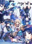 1girl 6+boys :> :p akanbe anemo_symbol_(genshin_impact) arm_at_side arm_cutout arm_on_thigh arm_support armor arms_at_sides arms_behind_head bangs_pinned_back bare_shoulders black_bodysuit black_bow black_bridal_gauntlets black_sandals black_shorts blonde_hair blue_cape blue_feathers blue_flower blue_gem blue_halo blue_kimono blue_sleeves blue_trim blunt_ends body_markings bodysuit bow branch breasts bridal_gauntlets bright_pupils cape closed_eyes closed_mouth clothing_cutout detached_sleeves double_halo dress eyelashes eyelid_pull eyeliner facing_down feather_hair_ornament feathers fingernails flower flying furisode gem genshin_impact glowing_markings gurumin_(gurruguru) hair_flower hair_ornament hakama hakama_shorts halo halo_behind_head halterneck index_finger_raised japanese_armor japanese_clothes juban kimono kote kurokote layered_sleeves leaf looking_at_viewer lower_teeth_only lumine_(genshin_impact) makeup mandarin_collar medium_breasts multicolored_flower multiple_boys open_clothes open_kimono open_mouth parted_bangs pleated_shorts pom_pom_(clothes) purple_eyes purple_hair purple_rope purple_sash red_eyeliner rope sandals sash scaramouche_(genshin_impact) scarf short_hair short_hair_with_long_locks shorts shoulder_peek side_cape sidelocks sitting sweatdrop tassel teeth tilted_headwear toes tongue tongue_out too_many_clones tsurime upside-down vision_(genshin_impact) wanderer_(genshin_impact) white_background white_dress white_flower white_kimono white_pupils white_scarf white_sleeves white_trim wispy_bangs yellow_eyes yellow_feathers zouri 