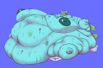 absurd_res anthro areola arm_rolls back_rolls belly belly_overhang belly_rolls big_areola big_belly big_breasts big_butt blobby blue_body breasts butt deep_navel double_chin elemental_creature fat_rolls female flora_fauna food_stains generation_1_pokemon green_areola hi_res huge_belly huge_breasts huge_butt hyper hyper_belly hyper_breasts immobile leaf leaf_hair leg_rolls messy milkmeats morbidly_obese morbidly_obese_female mynthe_twinnings_(mitzapizza) navel neck_rolls nintendo nude obese obese_female open_mouth overweight overweight_female plant plant_hair pokemon pokemon_(species) pseudo_hair red_eyes sagging_breasts solo stuffing venusaur weight_gain