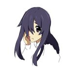  blush drawfag hair_over_one_eye ikezawa_hanako katawa_shoujo long_hair lowres purple_eyes purple_hair scar school_uniform solo source_request white_background 