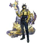  1boy animal_ears arknights black_boots black_helmet black_pants black_shirt boots bracelet faceless faceless_male facing_viewer full_body giraffe giraffe_boy giraffe_ears giraffe_horns giraffe_tail gloves helmet high_collar highres holding holding_tablet_pc horns infection_monitor_(arknights) jacket jewelry male_focus mechanic mechanist_(arknights) official_art pants rhodes_island_logo_(arknights) rhodes_island_uniform robot shirt solo standing studio_montagne tablet_pc tachi-e tail third-party_source tool_belt transparent_background walkie-talkie yellow_gloves yellow_jacket 