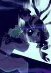  0s1_00 1boy 1girl absurdres armor black_bodysuit black_eyes black_hair black_kimono black_sandals black_shorts black_sleeves blunt_ends bodysuit braid bridal_gauntlets cable facing_down furisode genshin_impact glasses green_hair half_up_half_down_braid hand_on_own_face haypasia_(genshin_impact) highres japanese_armor japanese_clothes jewelry juban kimono kote kurokote layered_sleeves long_sleeves looking_at_another miasma neck_ring o-ring own_hands_clasped own_hands_together parted_lips praying red_kimono robe sandals scaramouche_(genshin_impact) short_hair short_sleeves shorts squatting tassel toenails toes twitter_username white_bridal_gauntlets white_robe white_sleeves zouri 