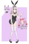  2girls absurdres alternate_costume animal_ears antenna_hair black_leotard black_shoes blonde_hair breasts chinese_commentary chinese_text cleavage closed_mouth commentary_request cure_arcana_shadow cure_mystique garter_straps high_heels highres jim6581156 leotard long_hair mashu-tan meitantei_precure! moria_luluka multiple_girls pink_hair playboy_bunny precure purple_eyes rabbit_ears shoes small_breasts solo thighhighs translation_request very_long_hair white_garter_straps white_thighhighs 