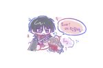  >_< +++ 1boy animalization black_eyes black_hair black_kimono black_rabbit_(animal) blunt_ends bow bowtie character_request chibi chibi_only circle_hands flying_sweatdrops furisode genshin_impact gold grey_sash japanese_clothes jewelry juban kimono korean_text looking_at_animal neck_ring o-ring open_clothes open_kimono open_mouth original purple_rope rabbit red_bow red_kimono rope scaramouche_(genshin_impact) shimenawa speech_bubble tearing_up translation_request trembling u_ung_cm white_kimono white_rope wispy_bangs 