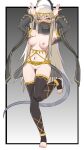  1girl @_@ absurdres alternate_costume arknights black_background black_sleeves black_thighhighs border breasts chinese_commentary closed_mouth commentary_request dancer detached_sleeves full_body gradient_background grey_background grey_hair hair_between_eyes highres indigo_(arknights) infection_monitor_(arknights) leg_up long_hair long_sleeves looking_at_viewer medium_breasts mouth_veil muusn navel nipples outside_border pointy_ears pussy rabbit_pose solo standing standing_on_one_leg stirrup_legwear tail tearing_up thighhighs toeless_legwear toes uncensored variant_set veil very_long_hair white_border 