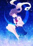  alternate_hair_color bad_id bad_pixiv_id bangs bare_legs barefoot bishoujo_senshi_sailor_moon black_hair blouse blue_background blue_sailor_collar blue_skirt bow closed_eyes commentary_request crescent crescent_moon double_bun eyelashes fetal_position from_side full_body gradient_hair heart heart_necklace holding_lipstick jewelry juuban_middle_school_uniform lipstick lipstick_tube long_hair long_sleeves makeup miniskirt moon multicolored_hair pendant pink_lips pink_lipstick plantar_flexion pleated_skirt pretty_guardian_sailor_moon profile red_bow sailor_collar saki_(hxaxcxk) school_uniform serafuku skirt smile solo sparkle star transformation tsukino_usagi twintails white_blouse 