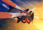  bug commentary_request dragonfly ewokakukaede fangs flying insect_wings multiple_wings no_humans pokemon pokemon_(creature) pokemon_focus red_eyes wings yanmega 