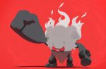  anger_vein annihilape clenched_hand commentary_request ewokakukaede grey_fur highres no_humans pig_nose pink_nose pokemon pokemon_(creature) pokemon_focus red_background red_eyes standing 