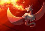  breath_weapon breathing_fire claws commentary_request dragon ewokakukaede fangs fire flying highres no_humans pokemon pokemon_(creature) pokemon_focus red_wings salamence tail wings 